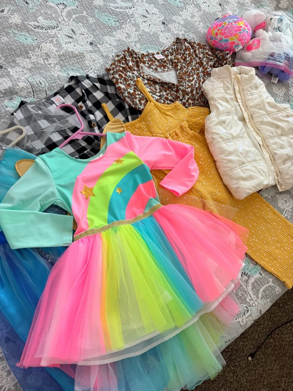 Girls 4T-5T clothing bundle with toys